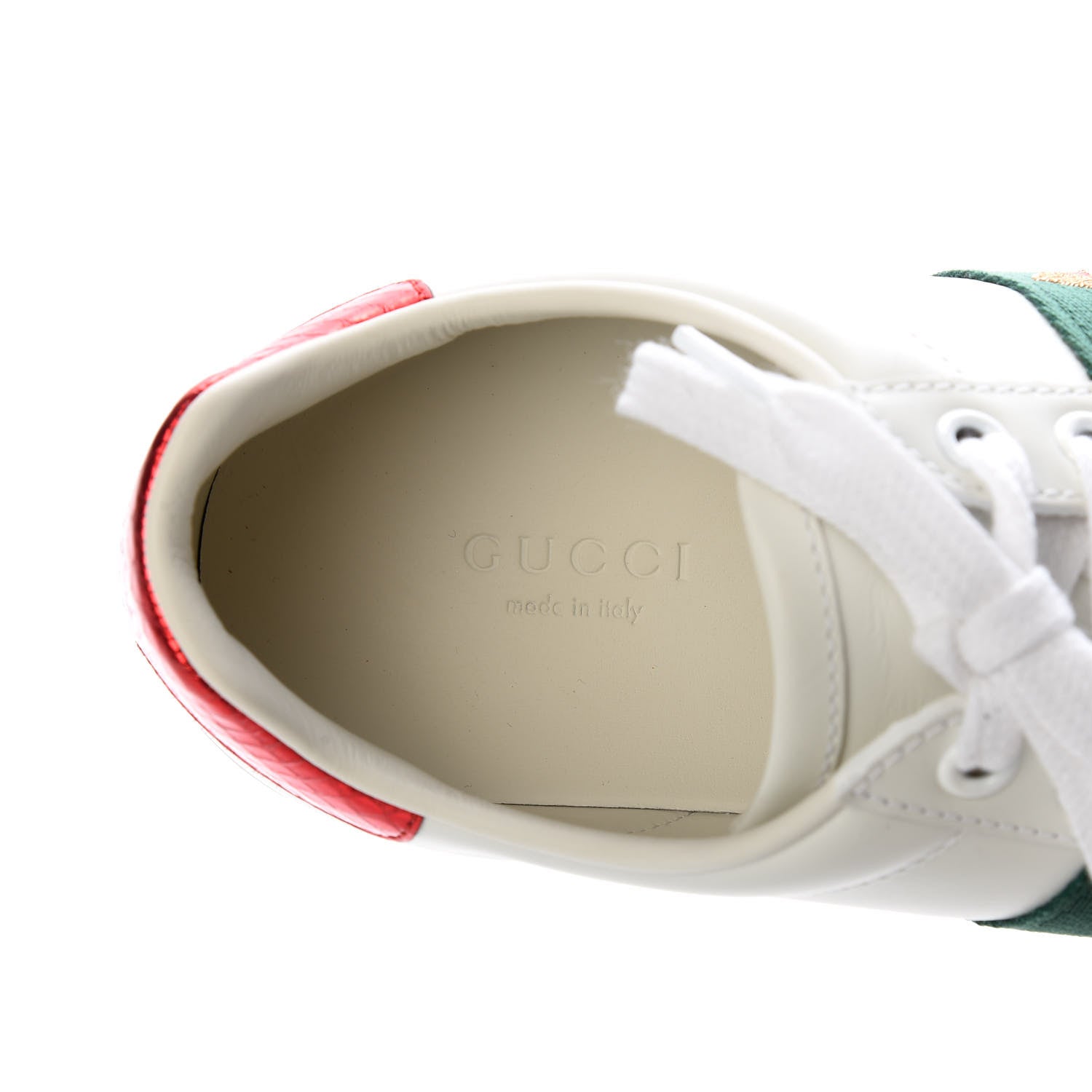 Gucci Calfskin Ayers Bee Embroidered Womens Ace Sneakers 37 White Green 8 of 10