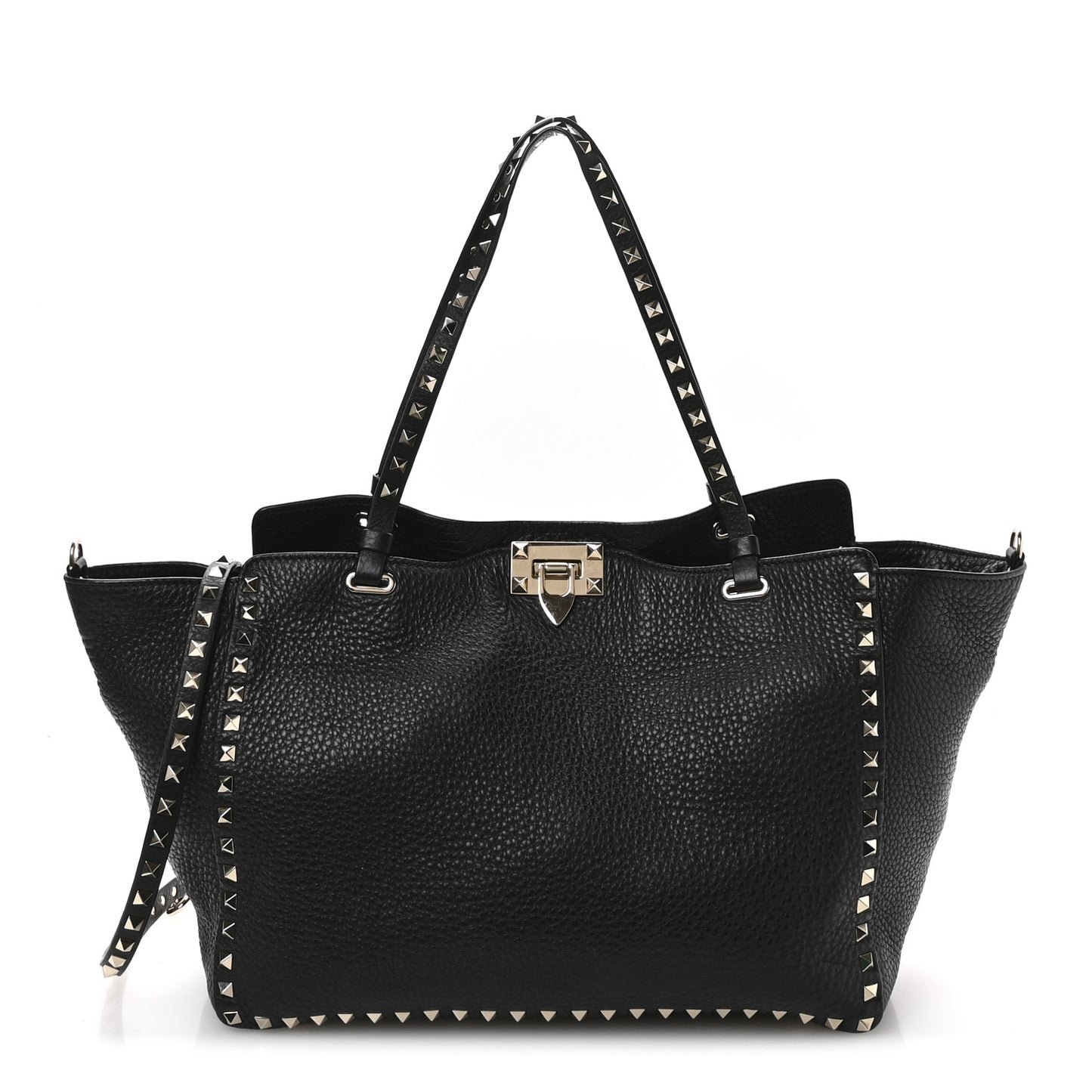 Vitello Medium Rockstud Tote Black