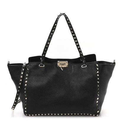 Valentino Garavani Vitello Medium Rockstud Tote Black 1 of 9