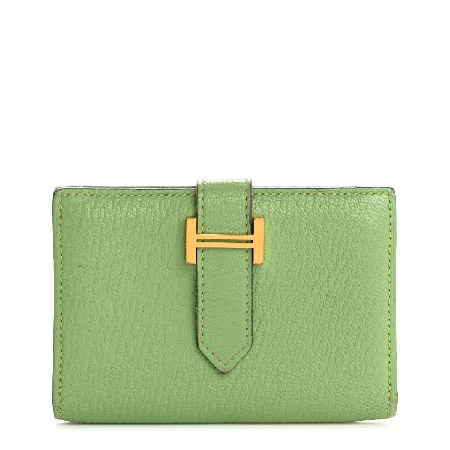 Hermes Chevre Mysore Bearn Card Holder Wallet Vert Criquet 1 of 13