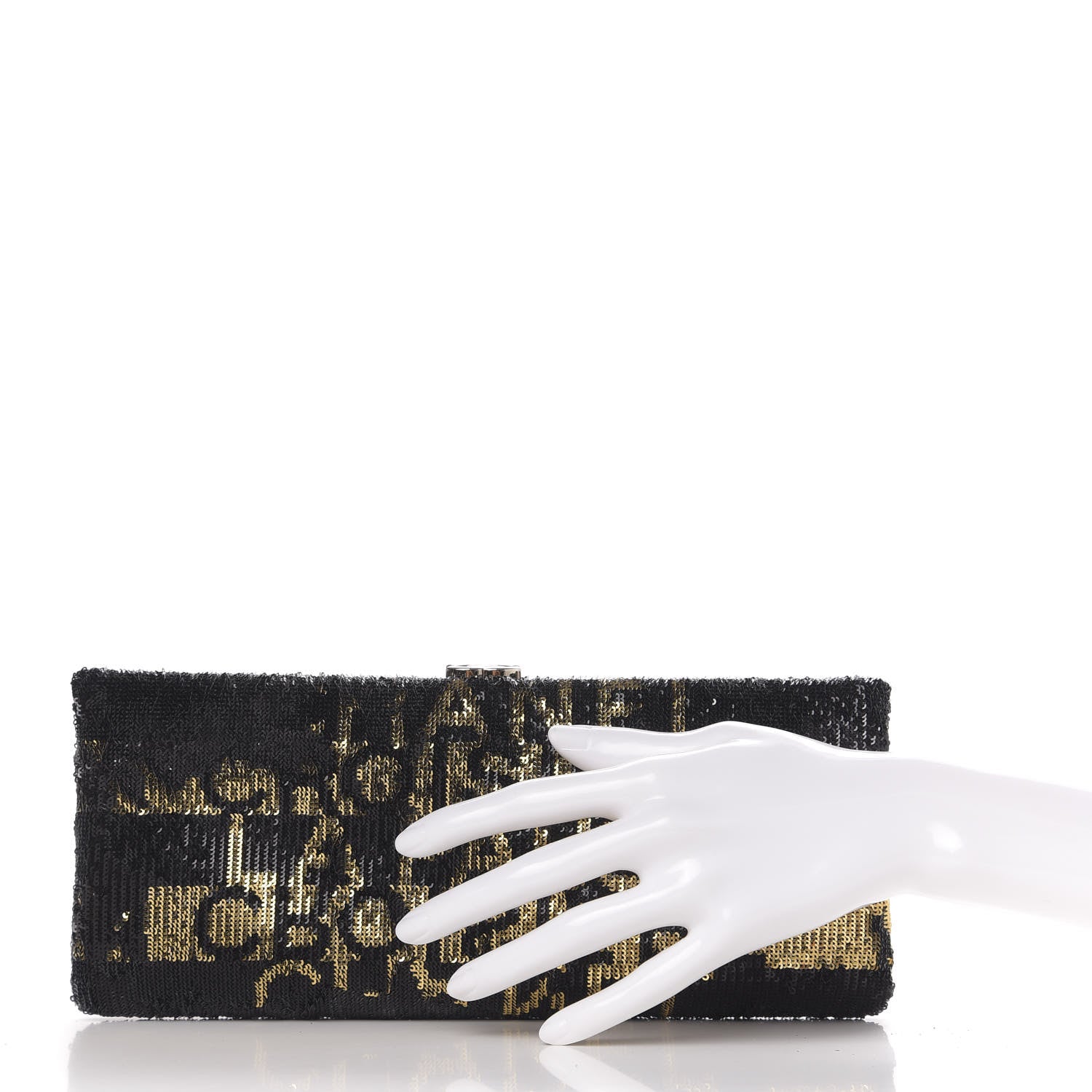 Chanel Sequin La Pausa Clutch Black Gold 2 of 8