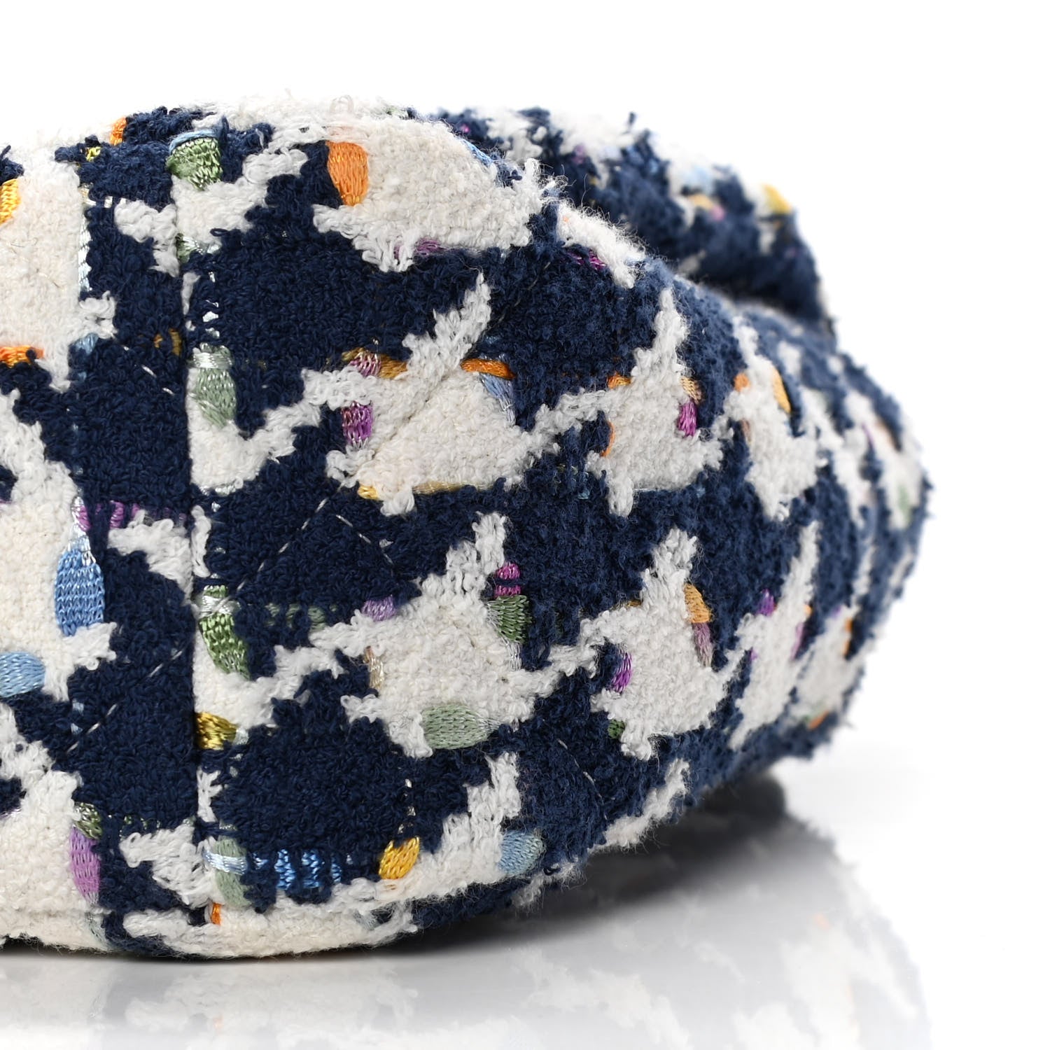 Chanel Tweed Quilted Medium Chanel 19 Flap Ecru Navy Blue Multicolor 5 of 8