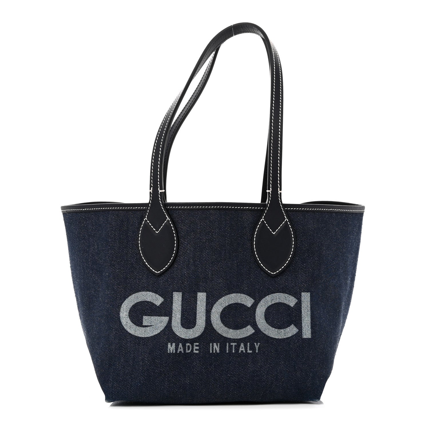 Gucci GG Supreme Monogram Denim Small Totissima Reversible Tote Beige Blue 3 of 16