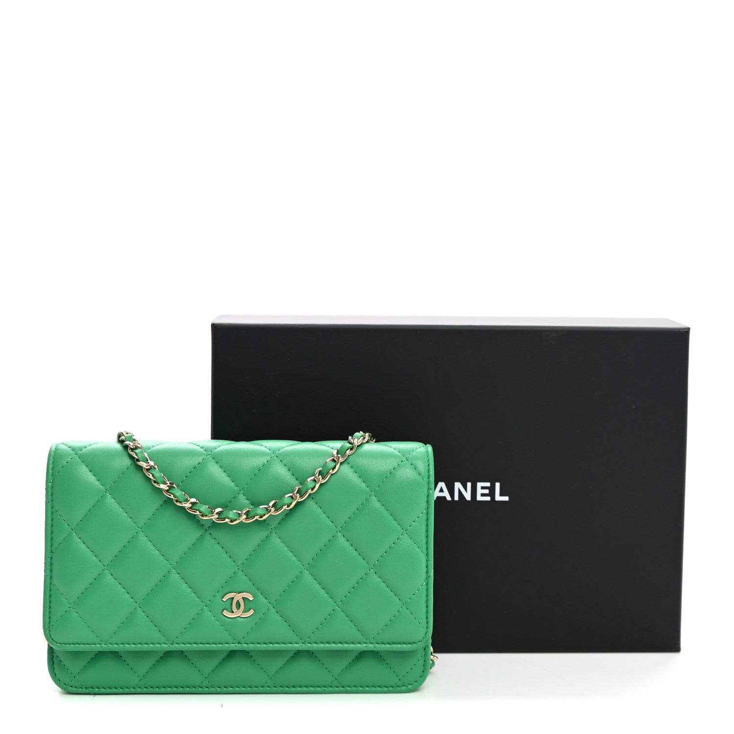 Chanel Lambskin Quilted Wallet On Chain WOC Green 11 of 11