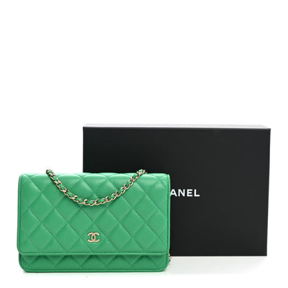 Chanel Lambskin Quilted Wallet On Chain WOC Green 11 of 11