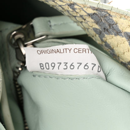 Bottega Veneta Goatskin Python Embossed Padded Cassette Crossbody Bag Kiwi Black Silver 6 of 11