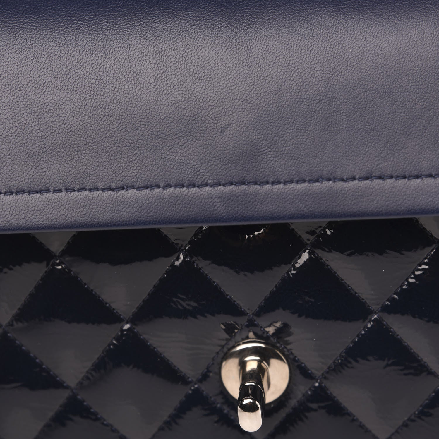 Chanel Distressed Patent Quilted Medium Double Flap Navy 15 of 15