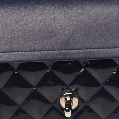 Chanel Distressed Patent Quilted Medium Double Flap Navy 15 of 15
