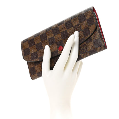 Louis Vuitton Damier Ebene Emilie Wallet Red 2 of 10