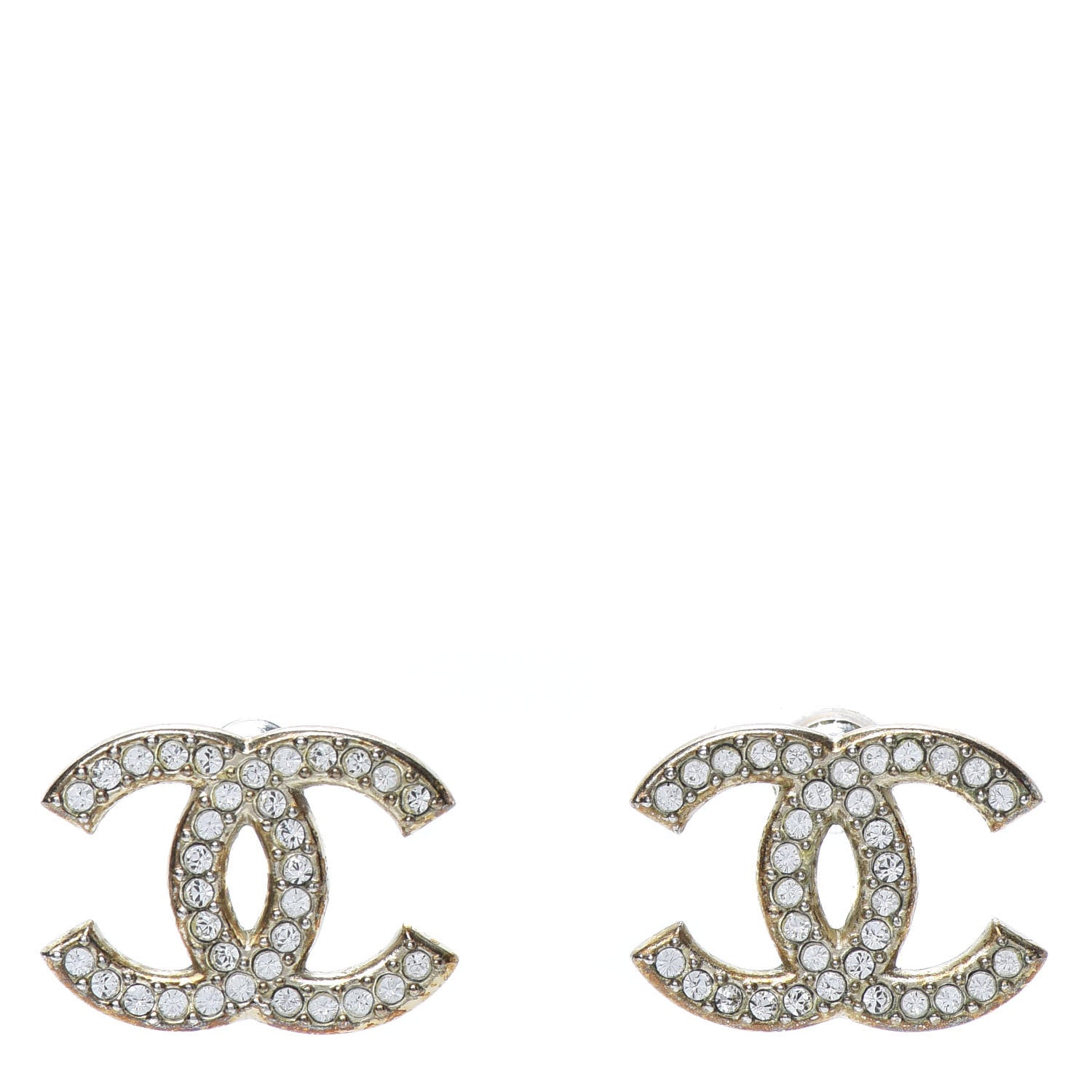 Chanel Crystal CC Earrings Gold 1 of 7