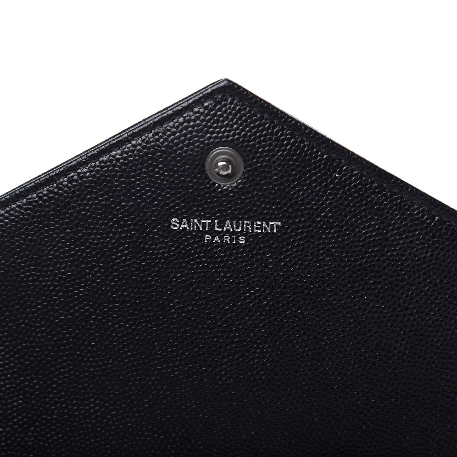 Saint Laurent Grain De Poudre Matelasse Chevron Monogram Chain Wallet Black 8 of 10