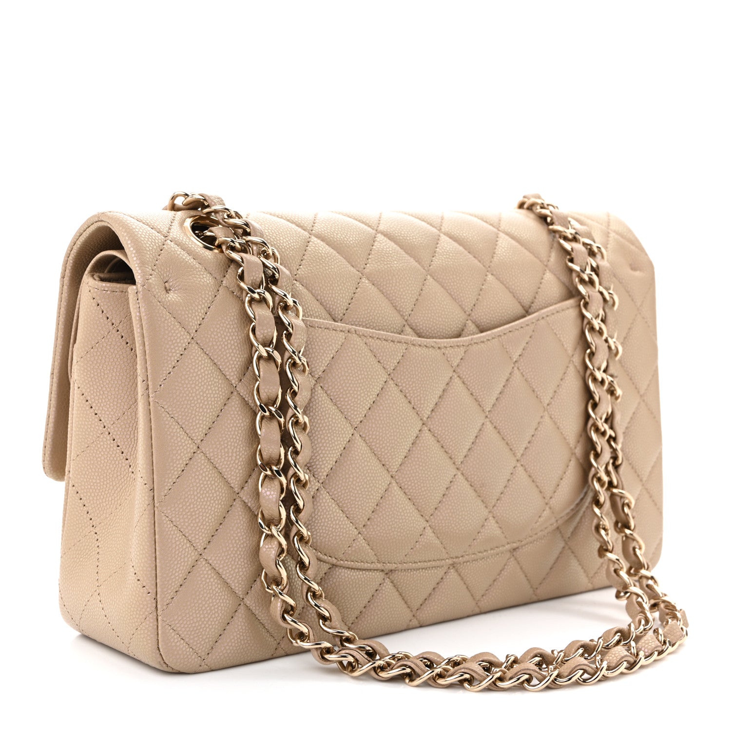 Chanel Iridescent Caviar Quilted Medium Double Flap Dark Beige 3 of 10