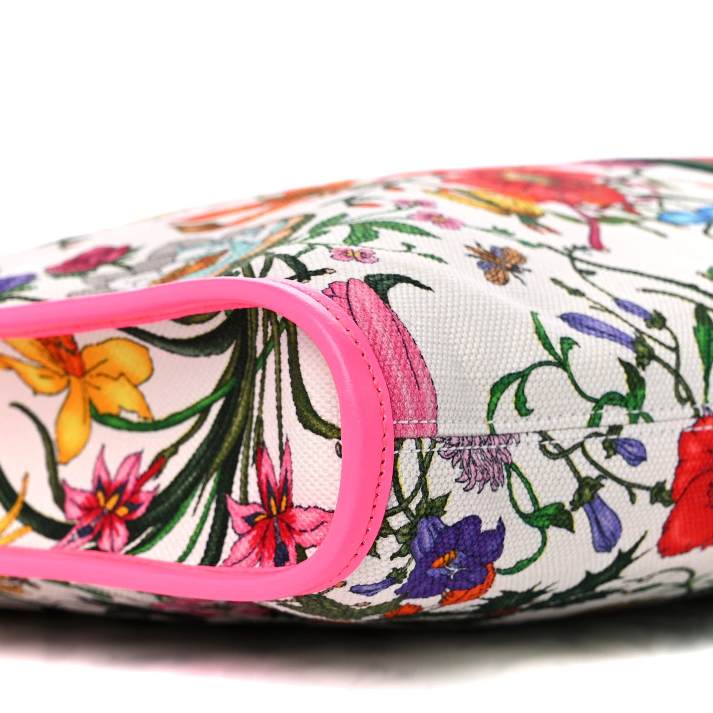Canvas Flora Large Rajah Chain Tote White Multicolor Fuxia Fluo