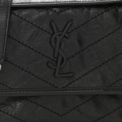 Saint Laurent Crinkled Lambskin Matelasse Monogram Baby Niki Chain Satchel Black 9 of 11