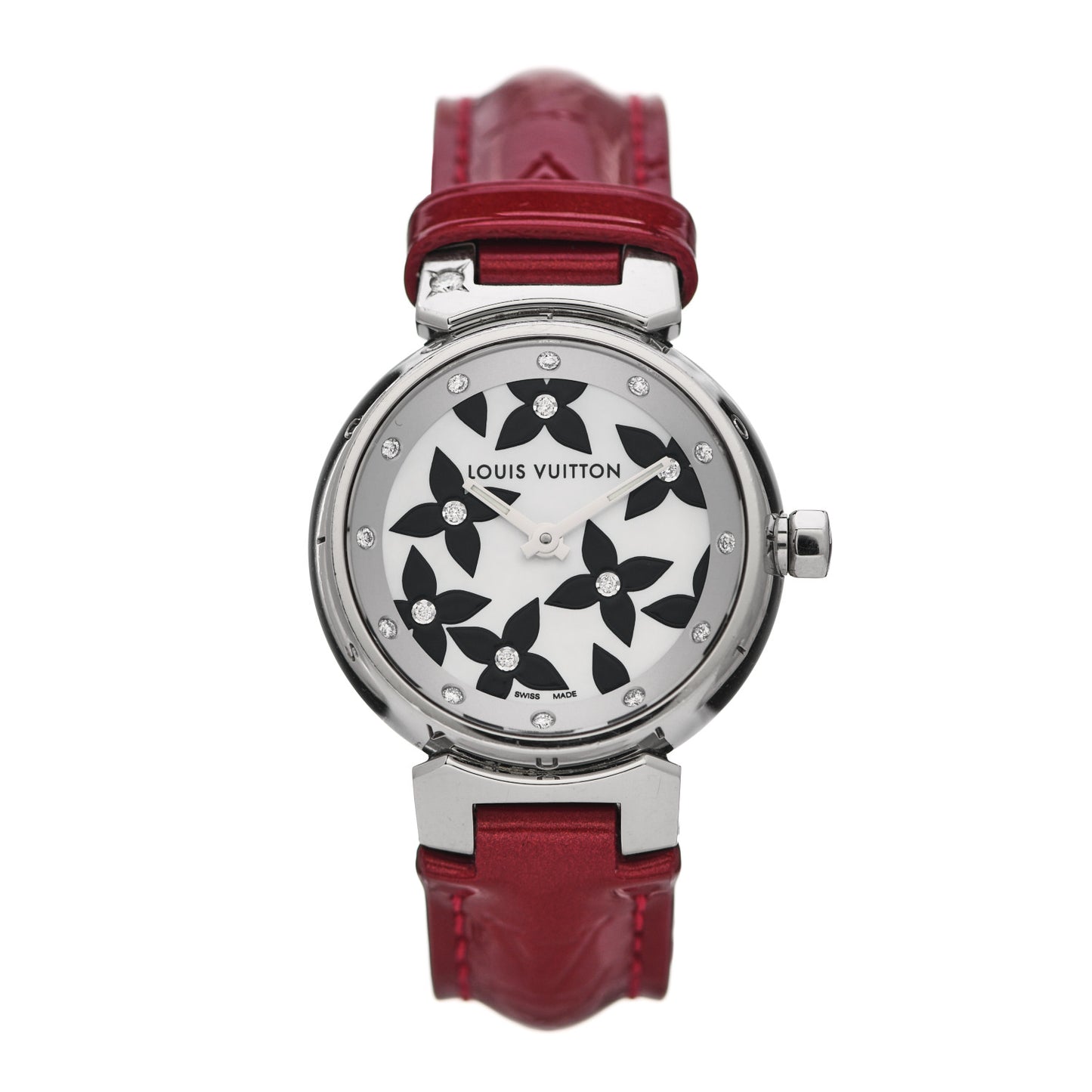 Stainless Steel Vernis Diamond Mother of Pearl 28mm Tambour Lovely Quartz Watch