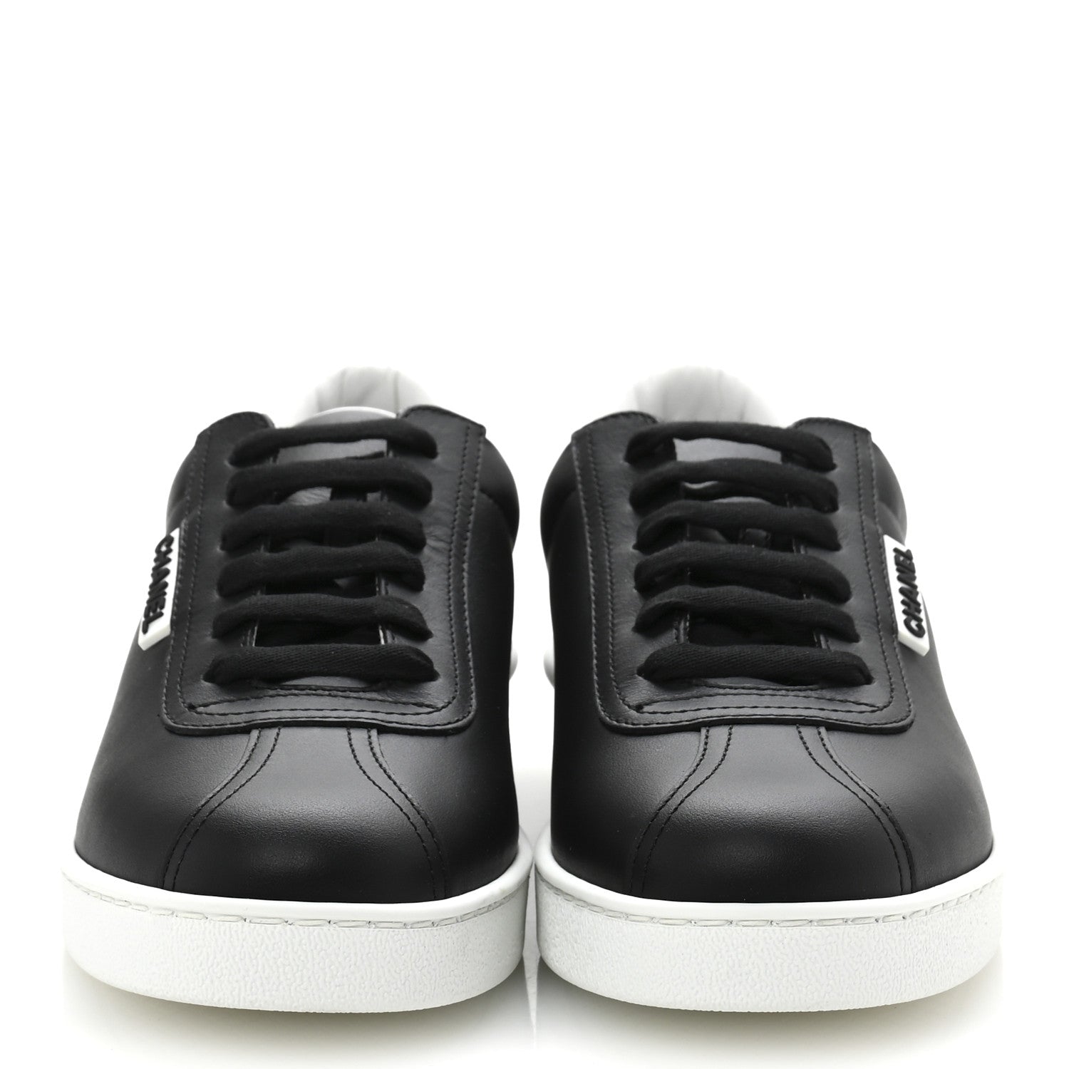 Chanel Calfskin CC Womens Sneakers 38.5 Black 3 of 9