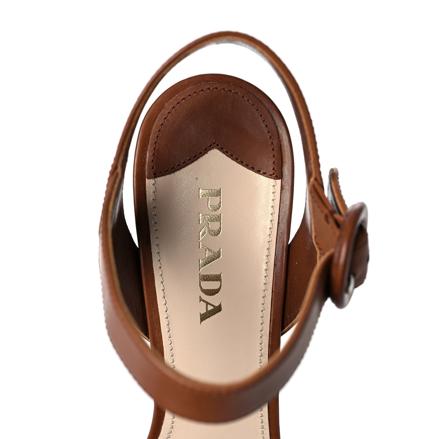 Prada Calfskin Heel Sandals 38.5 Brown 7 of 7