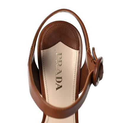 Prada Calfskin Heel Sandals 38.5 Brown 7 of 7