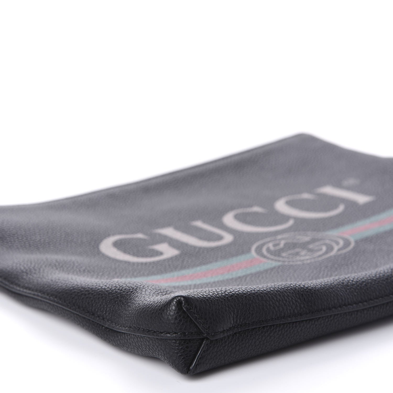 Gucci Pebbled Calfskin Logo Wristlet Black 6 of 10