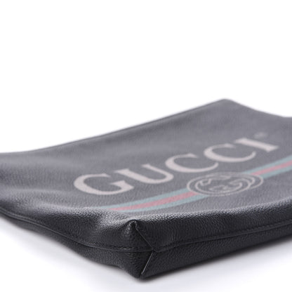 Gucci Pebbled Calfskin Logo Wristlet Black 6 of 10