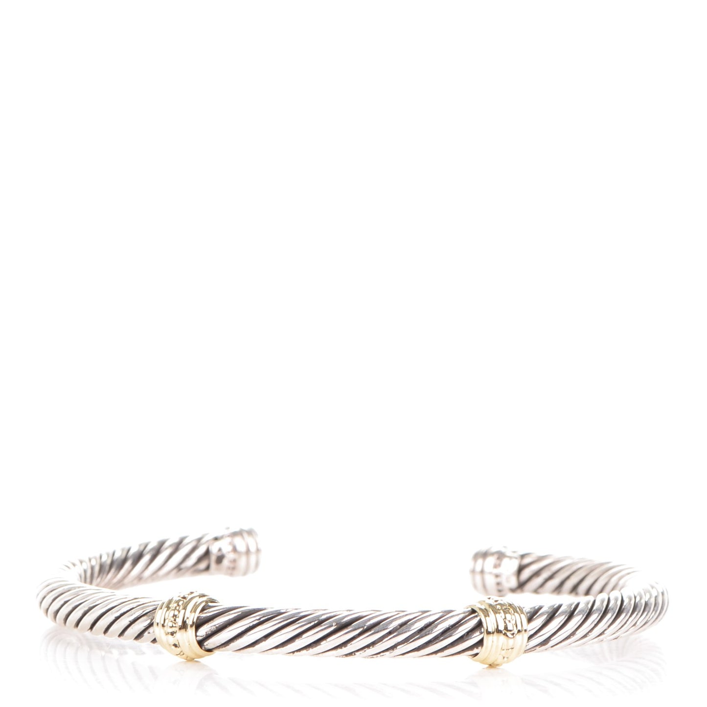 Sterling Silver 14K Yellow Gold 5mm Cable Classics Two Station Bracelet