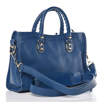 Balenciaga Shiny Goatskin Gold Metallic Edge Hardware S City Bleu Abysse 3 of 9