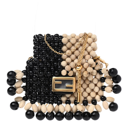 Fendi Acrylic Wood Beaded Pico Baguette Charm Natural 1 of 11