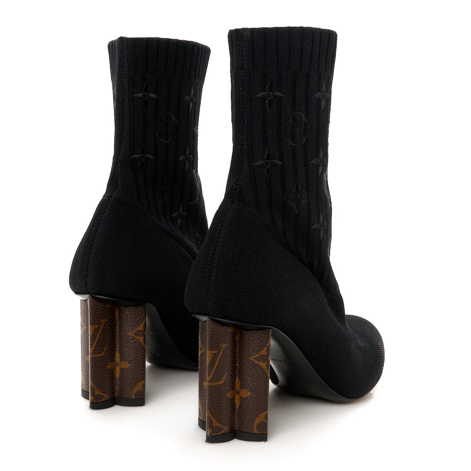 Louis Vuitton Monogram Stretch Fabric Silhouette Ankle Boots 36 Black 5 of 8