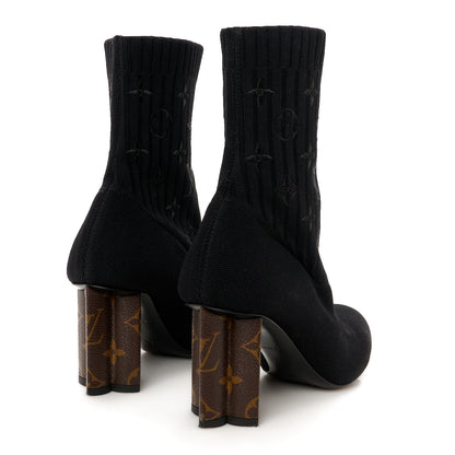Louis Vuitton Monogram Stretch Fabric Silhouette Ankle Boots 36 Black 5 of 8