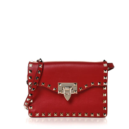 Valentino Garavani Vitello Rockstud Shoulder Flap Bag Rosso Valentino 1 of 8