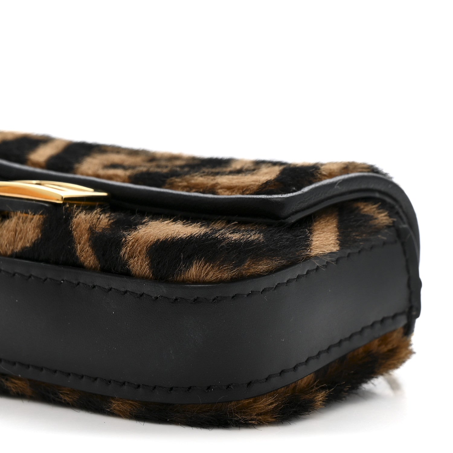 Fendi Sheared Sheepskin Vitello King FF Nano Baguette Charm Tobacco Moro Black 10 of 11