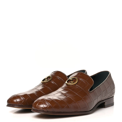 Gucci Alligator Mens Loafers 10 Brown 4 of 10