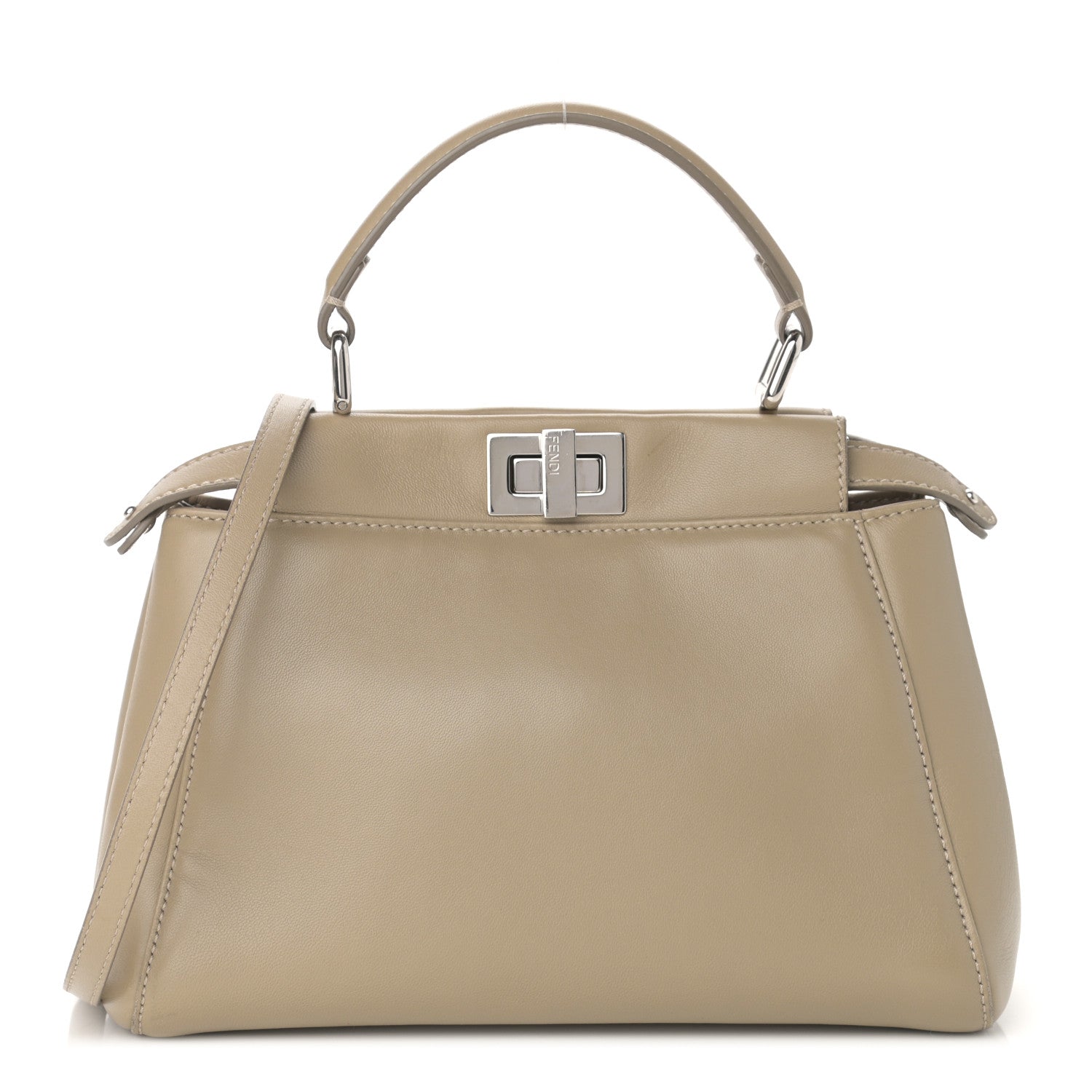 Fendi Nappa Mini Peekaboo Iconic Satchel Tortora 1 of 13