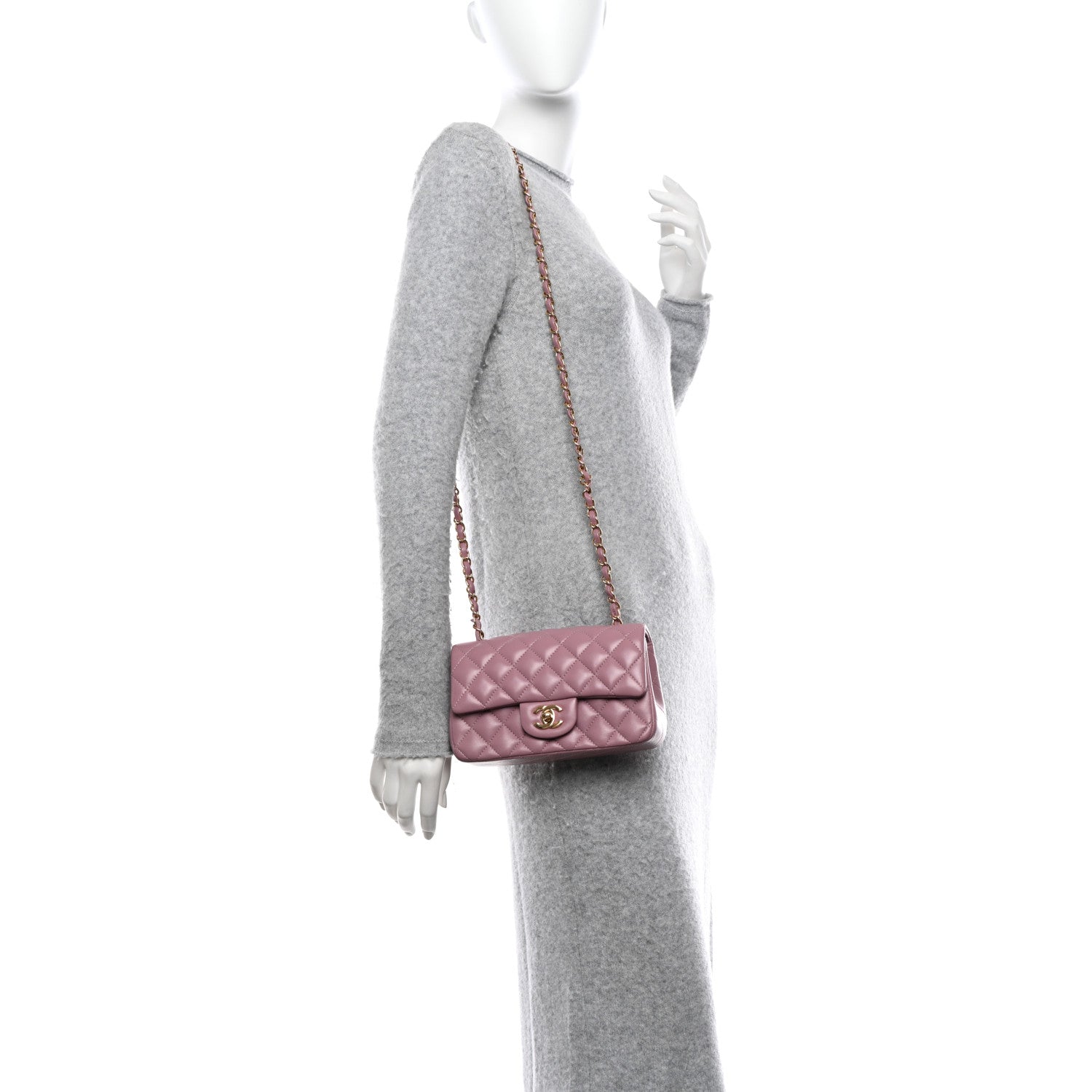 Chanel Lambskin Quilted Mini Rectangular Flap Light Purple 2 of 12
