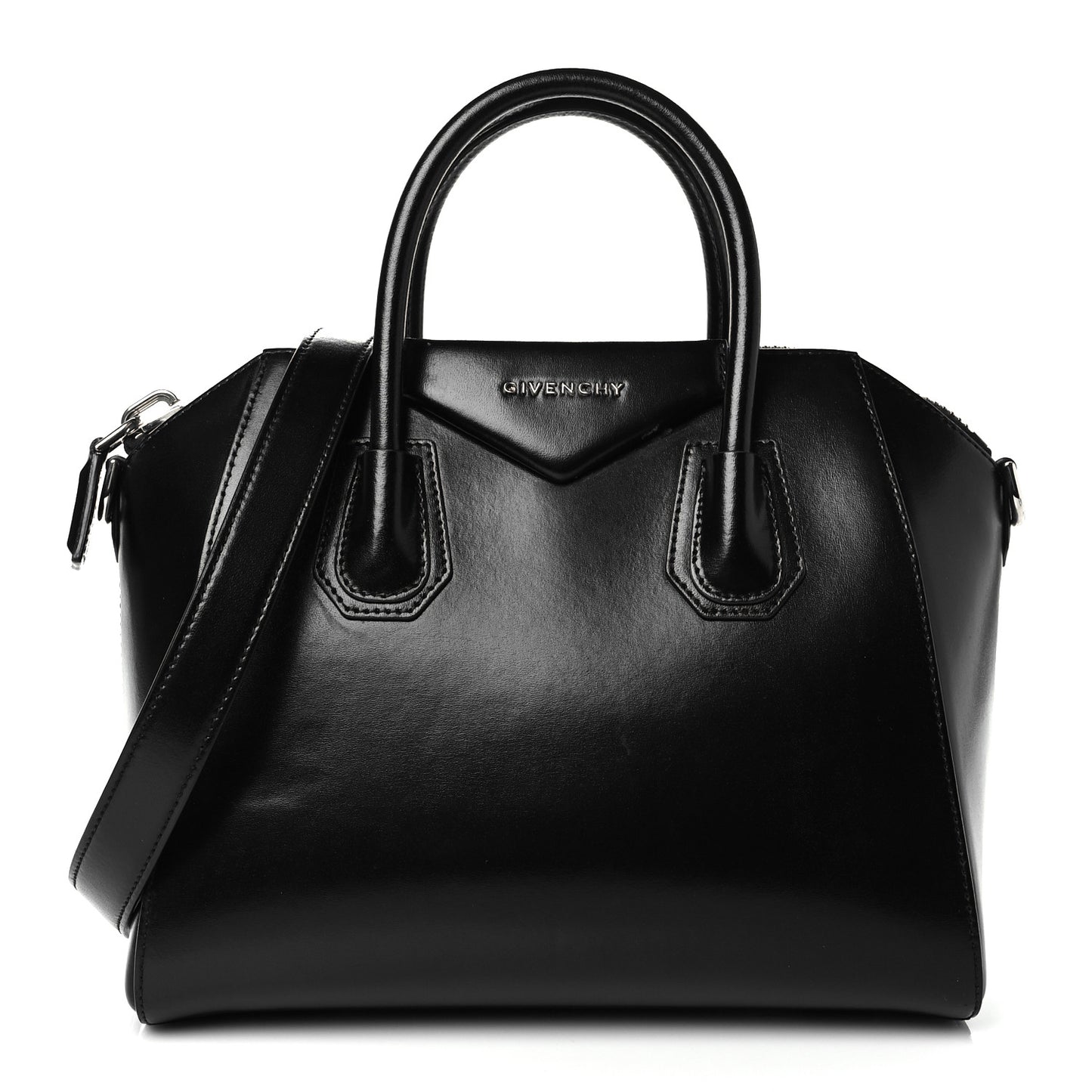 Shiny Lord Calfskin Small Antigona Black