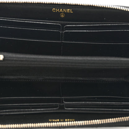 Chanel Caviar Quilted Crystal Enamel Large Gusset Zip Around Wallet Black 5 of 9