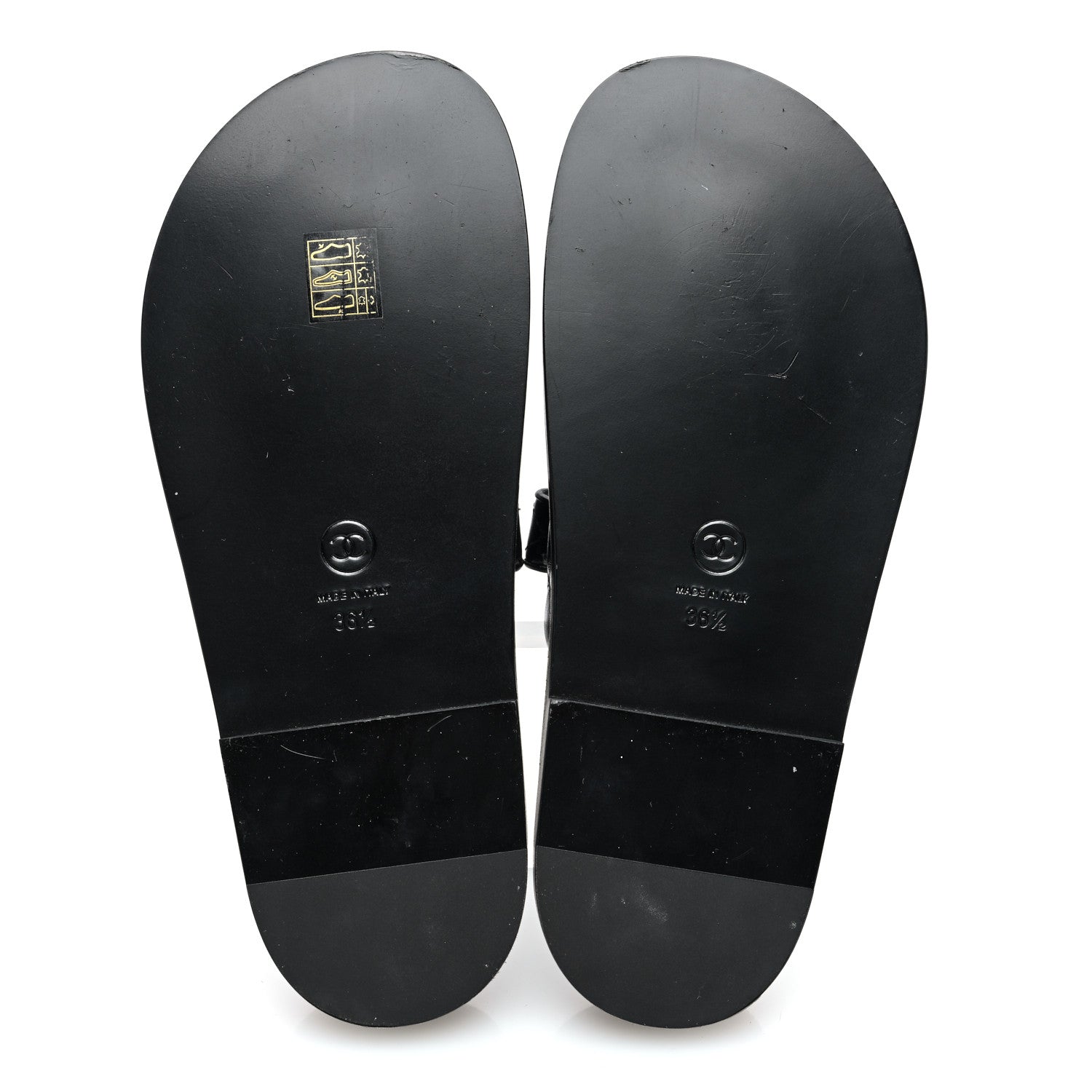 Chanel Lambskin Quilted Velcro Dad Chain CC Slide Sandals 36.5 Black 5 of 7
