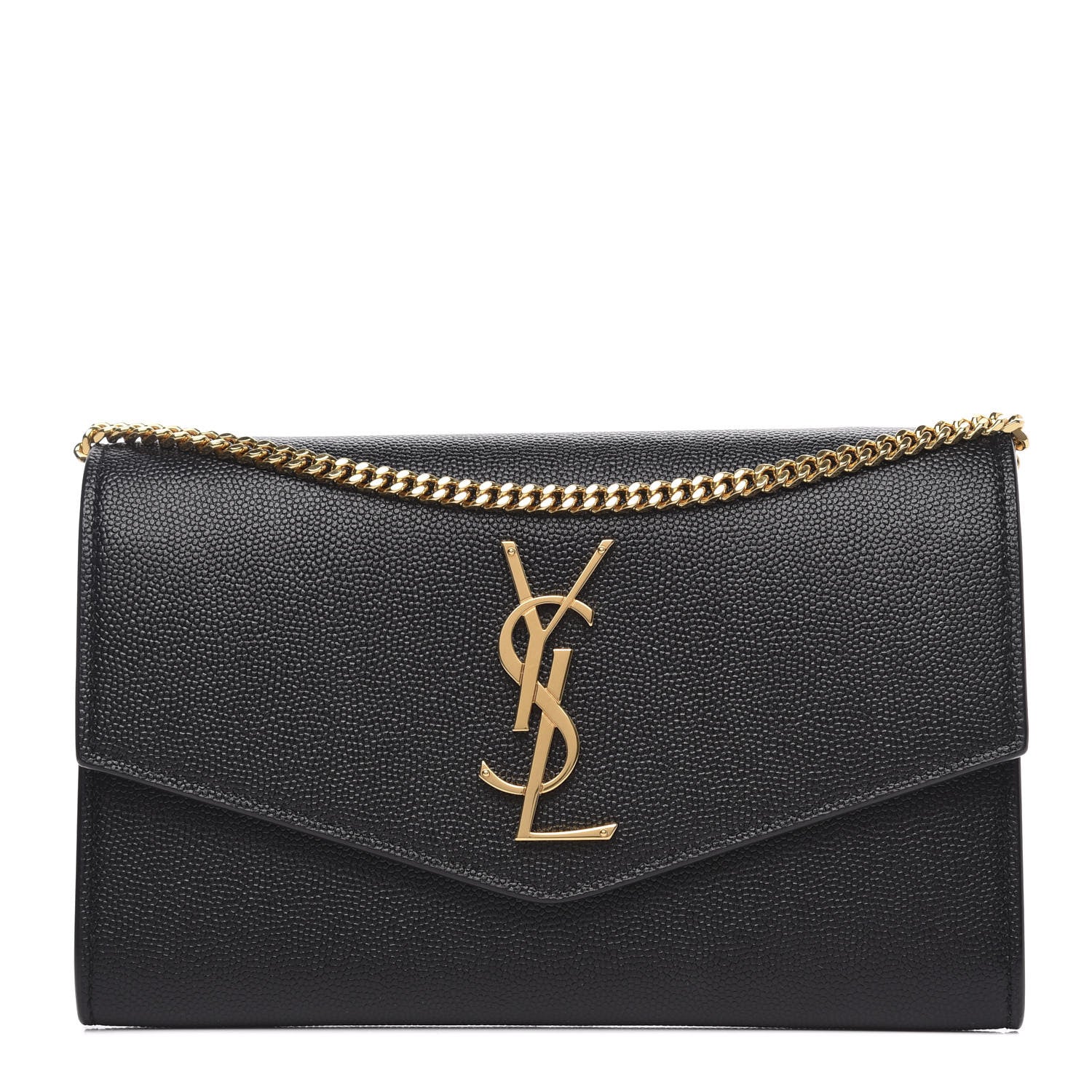 Saint Laurent Grain De Poudre Uptown Chain Wallet Black 1 of 10