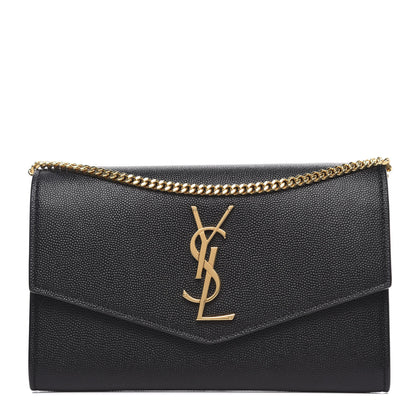 Saint Laurent Grain De Poudre Uptown Chain Wallet Black 1 of 10