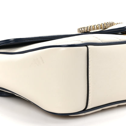 Gucci Vintage Effect Calfskin Matelasse Diagonal Small Torchon GG Marmont Shoulder Bag Mystic White Blue Agata 9 of 10