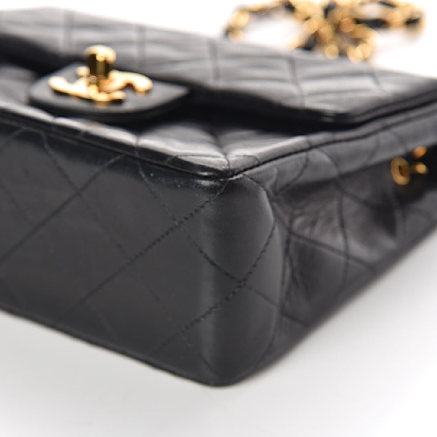 Lambskin Quilted Mini Square Flap Black