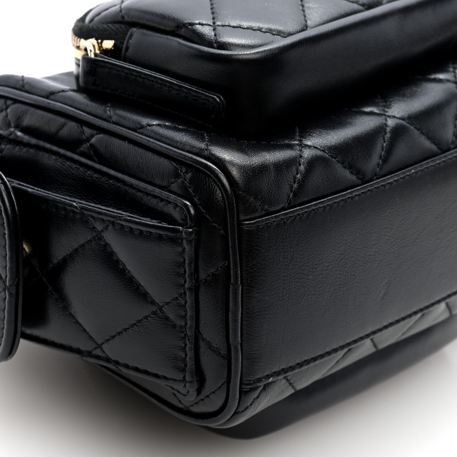 Chanel Shiny Crumpled Lambskin Quilted Small Preppy Pocket Camera Case Black 9 of 10