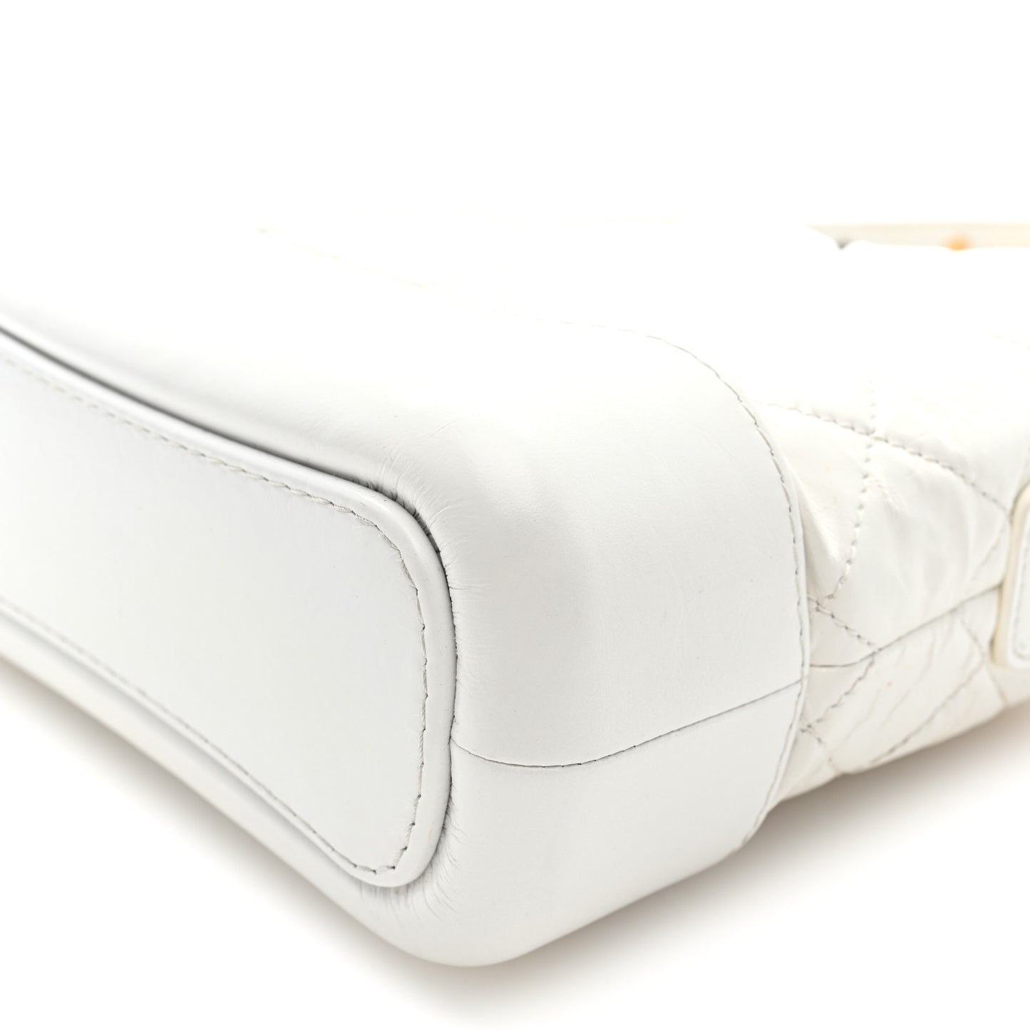 Aged Calfskin Quilted Small Gabrielle Hobo White