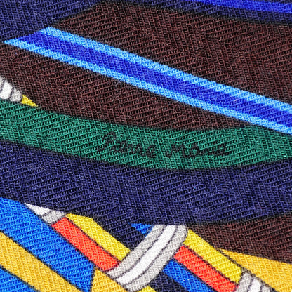 Hermes Cashmere Silk Laboratoire Du Temps Shawl 140 Marron Nocturne Vert Rouge H 7 of 10