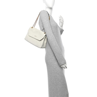 Prada Soft Grain Calfskin Medium Doux Shoulder Bag White 2 of 12