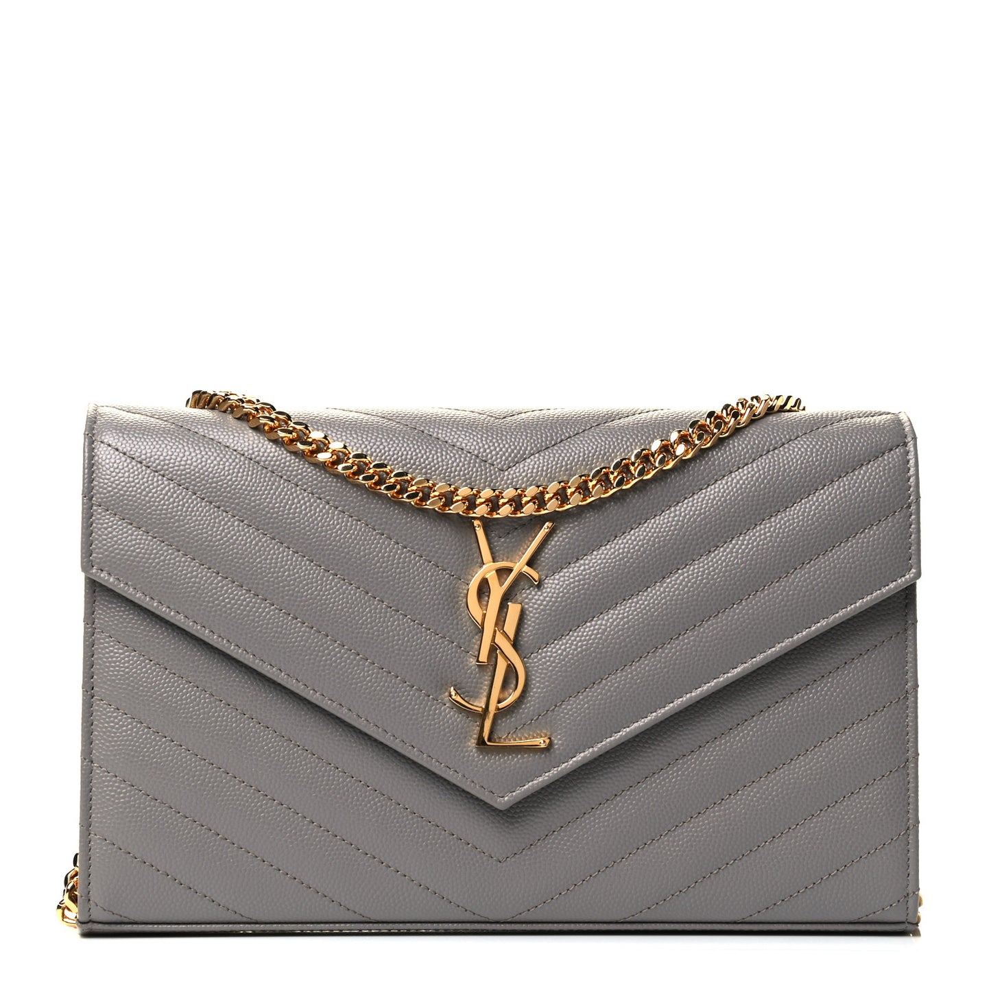Grain De Poudre Matelasse Chevron Monogram Chain Wallet Coal