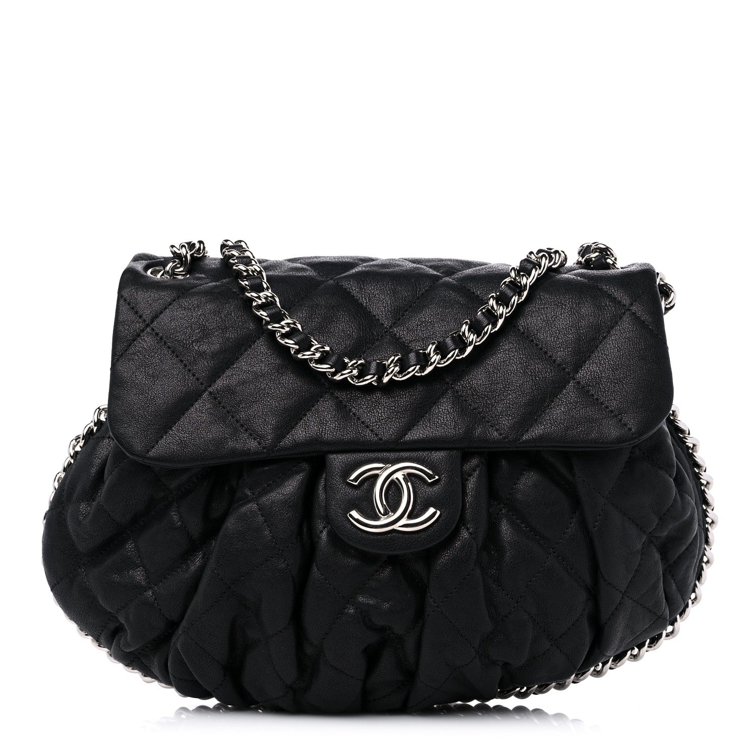 Chanel Washed Lambskin Quilted Medium Chain Around Messenger Black 1 of 10