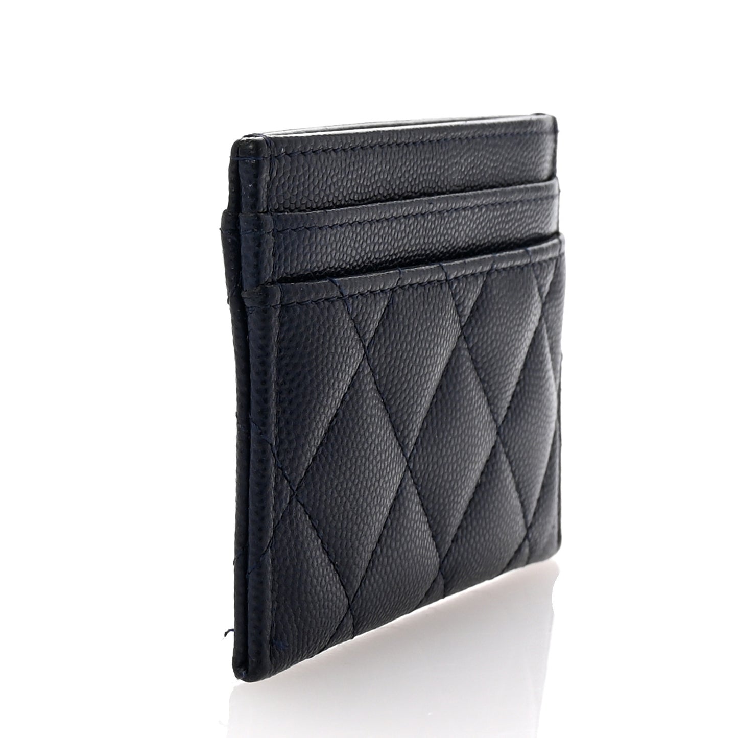 Caviar Quilted Crystal Card Holder Blue