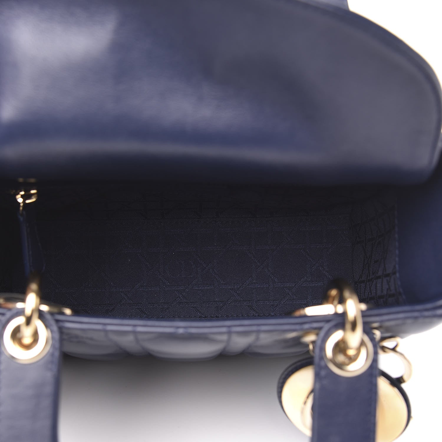 Christian Dior Lambskin Cannage Small Lucky Badges My Lady Dior Navy 5 of 11