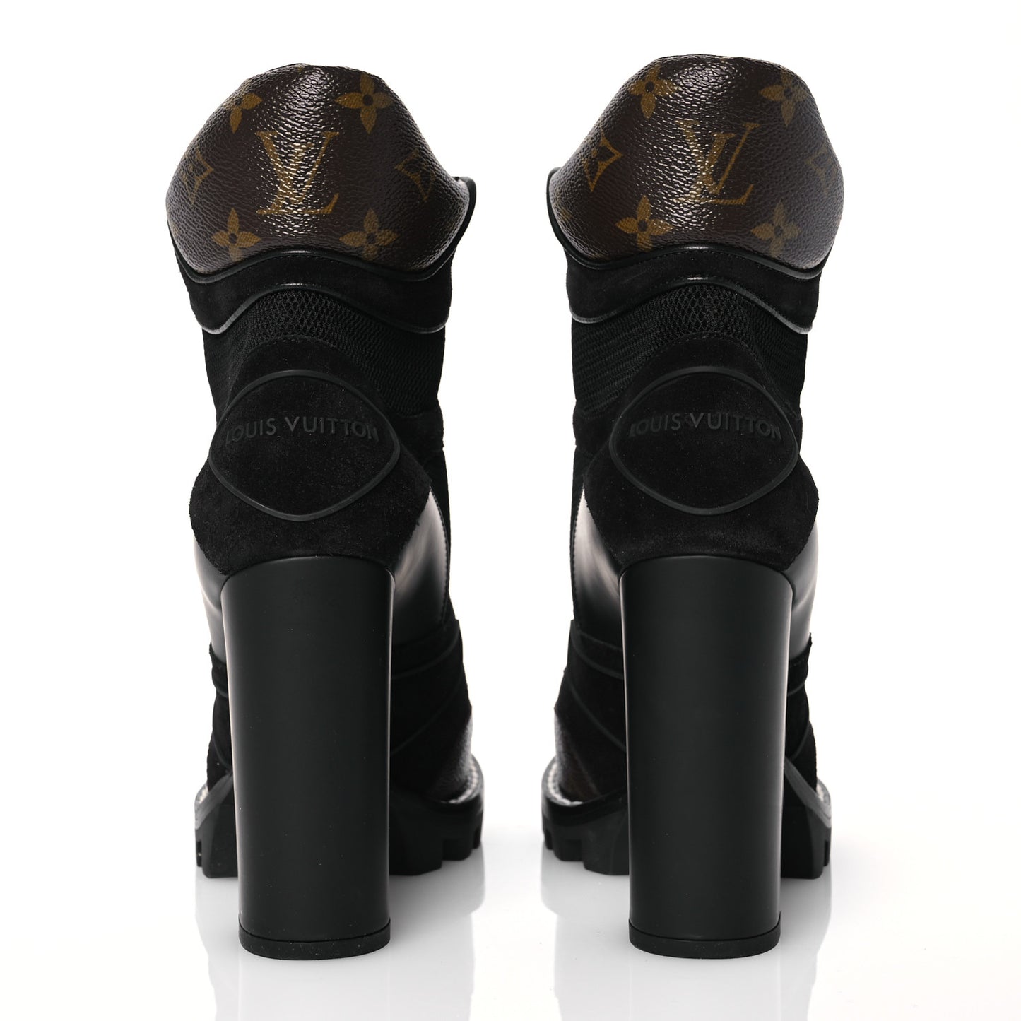 Suede Calfskin Monogram Star Trail Ankle Boots 38 Black